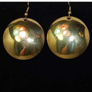Vintage Shiny Reflective Golden Flattened Ball Earrings